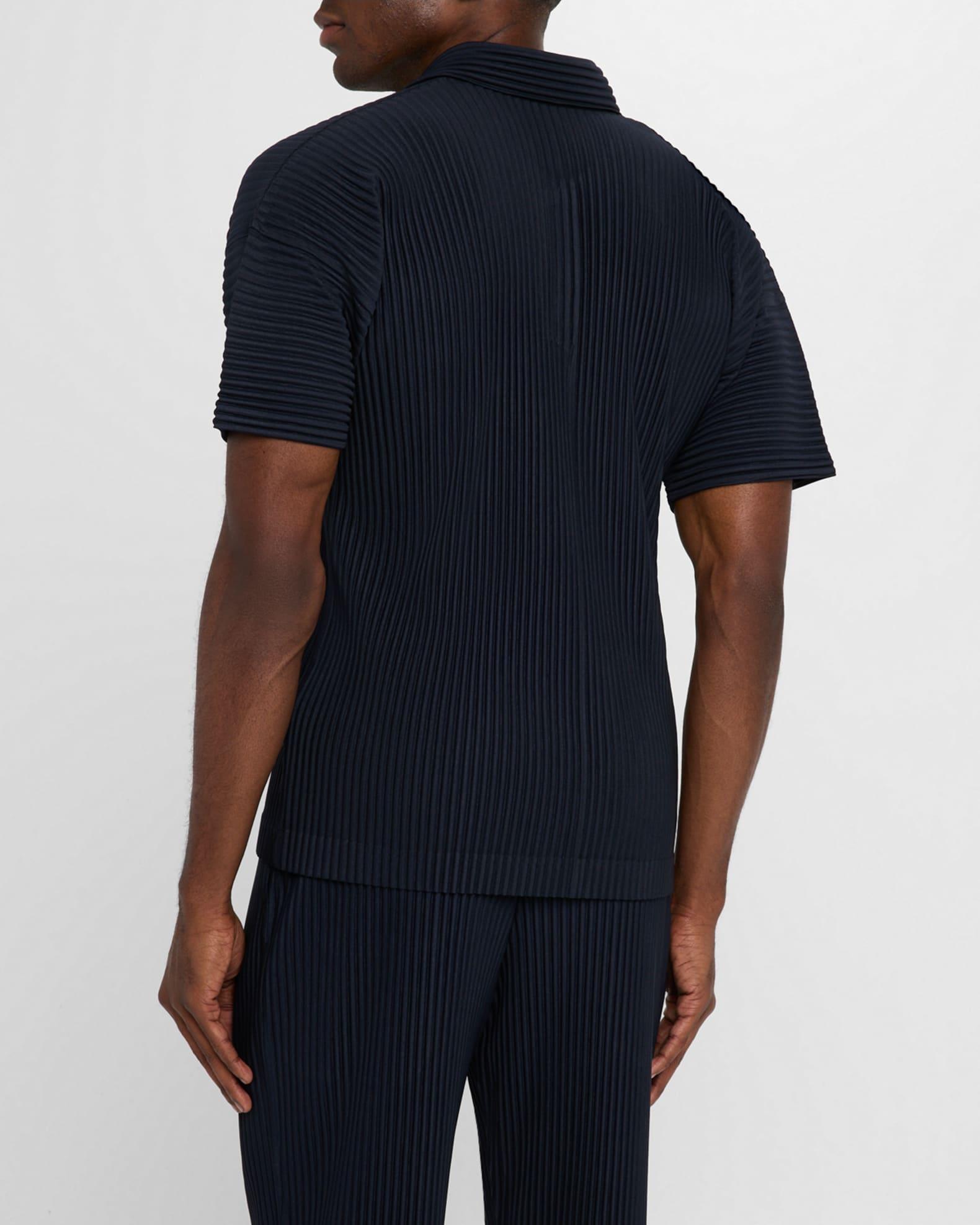 Men's Pleated Johnny Collar Polo Shirt Product Image