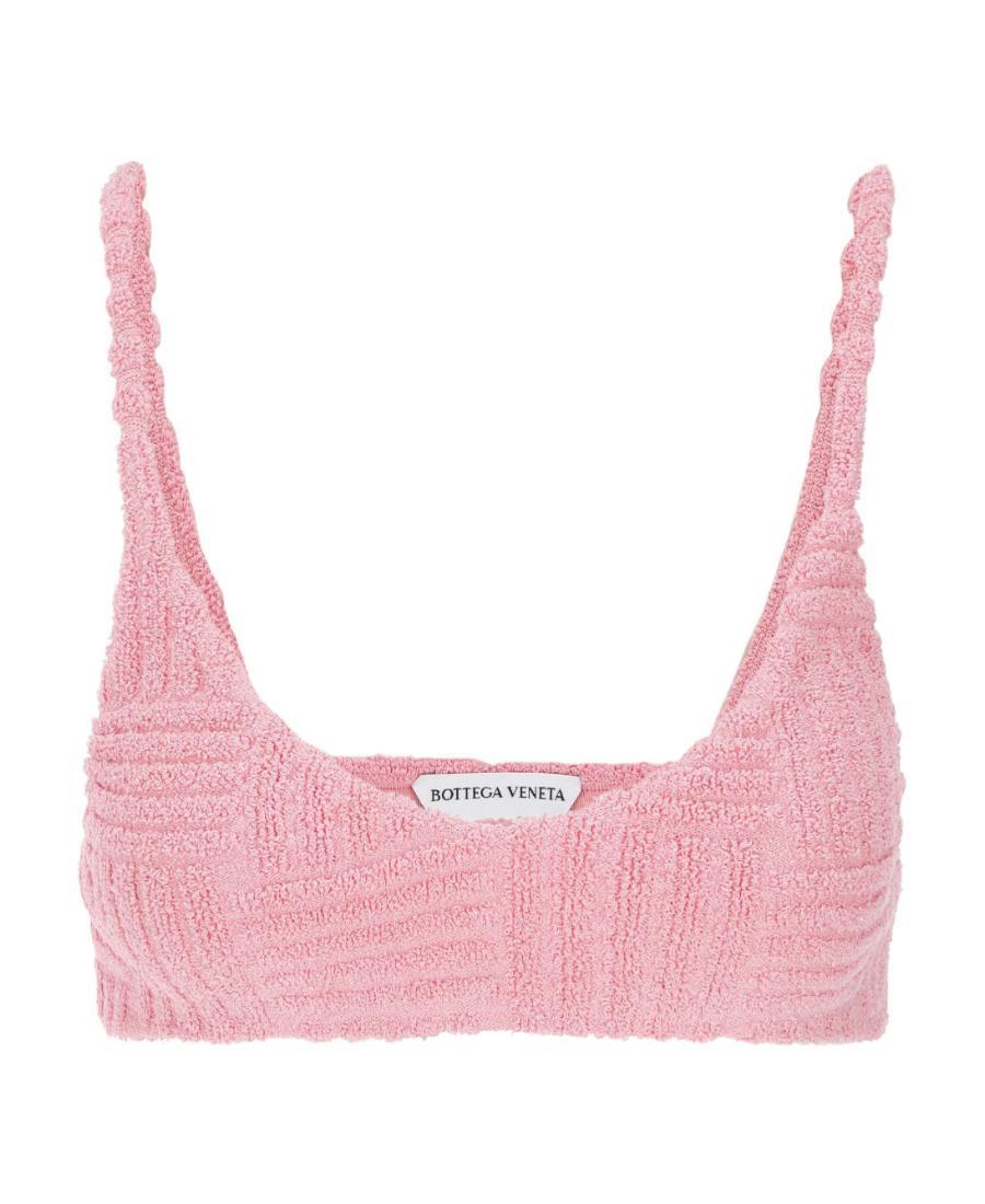 BOTTEGA VENETA Intrecciato-jacquard Terry Bralette Top In Pink Product Image
