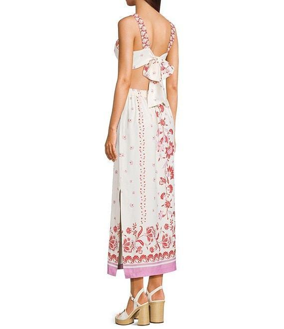 C&V Chelsea & Violet Square Neck Tie Back Printed Maxi Dress Product Image
