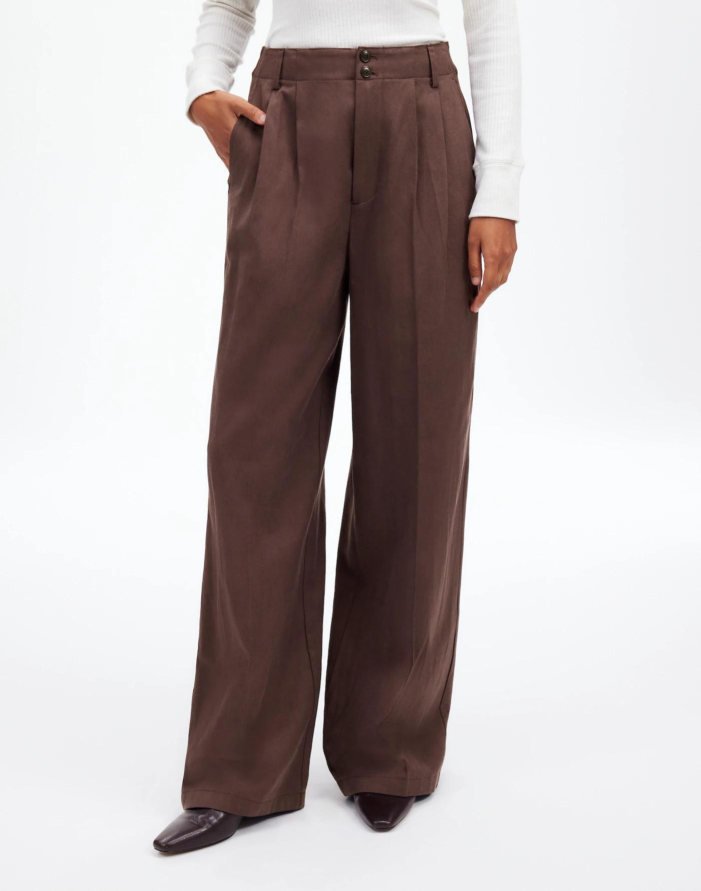The Harlow Wide-Leg Pant in Drapey Twill Product Image