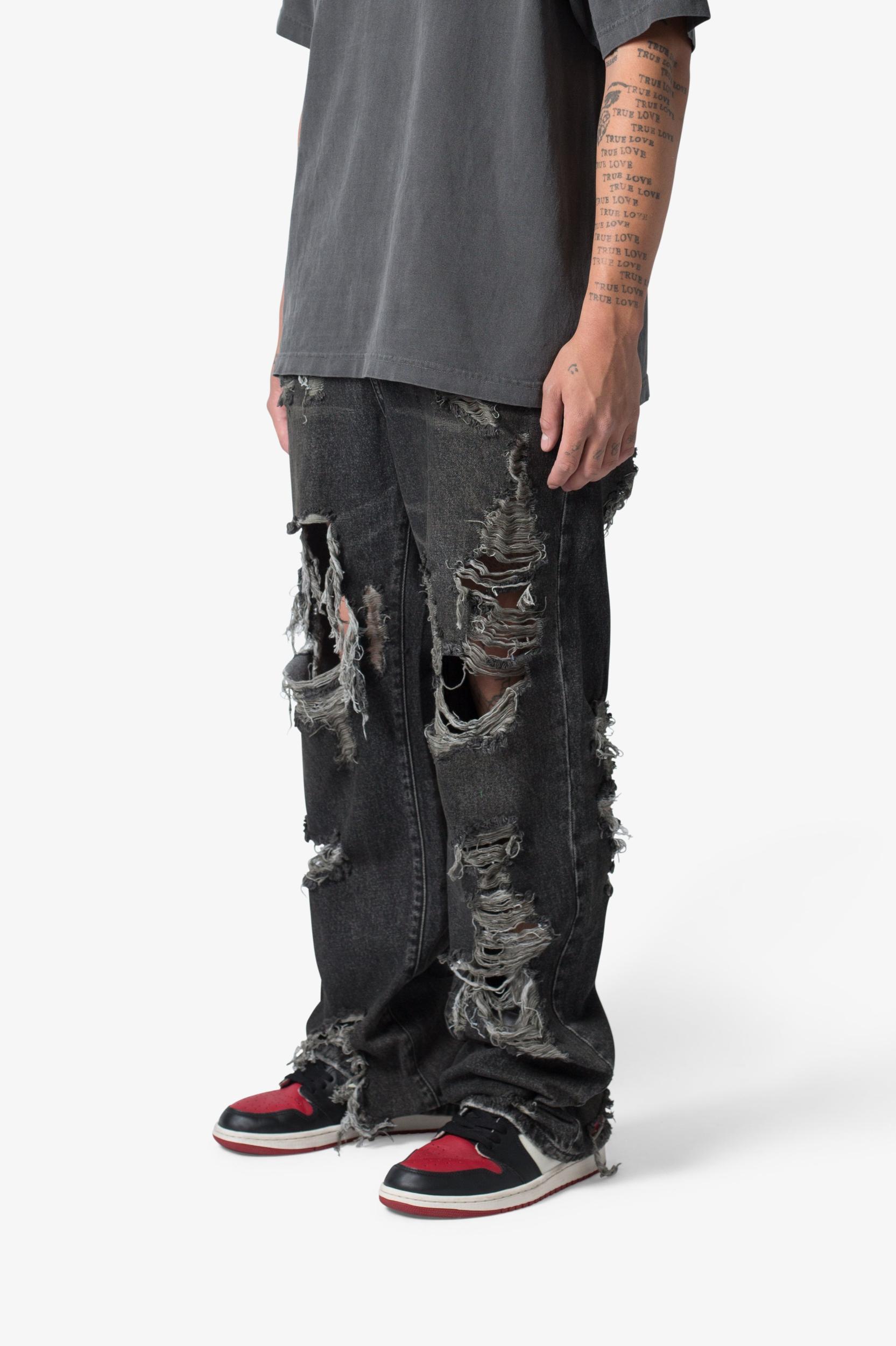 Ultra Baggy Decimated Denim - Black Product Image