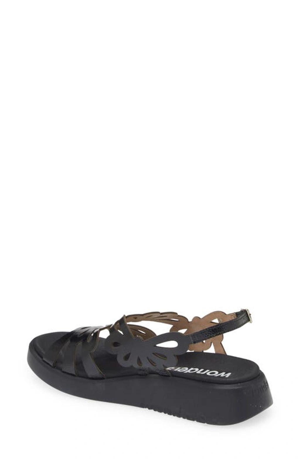 WONDERS Platform Slingback Sandal In Lack Black Product Image