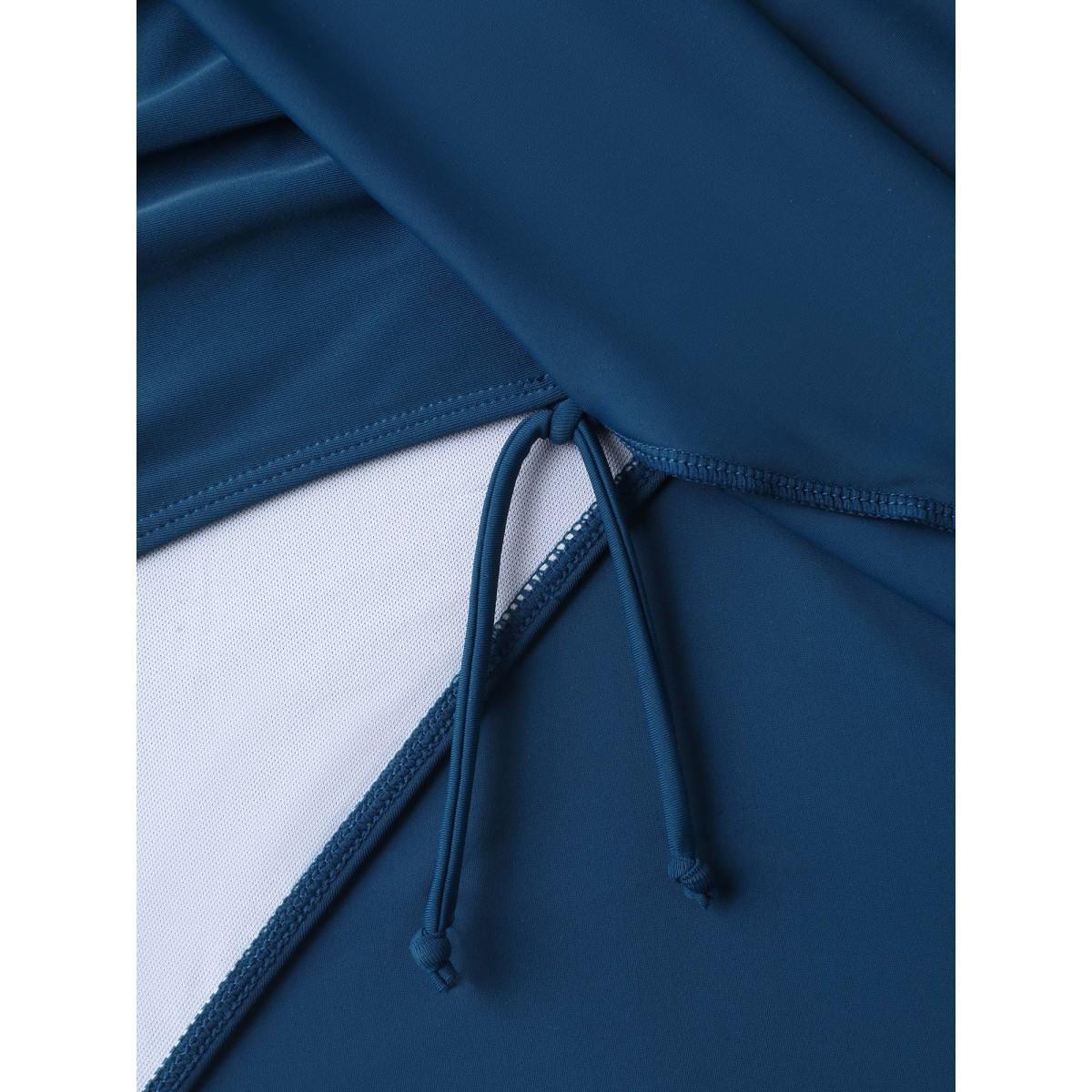 Plus Size Anti-Float Ties Twist Belted Swim Dress Women's Swimwear Aegean Beach Bodycon Heart neckline High stretch Curve Swim Dresses BloomChic 26/4X Product Image