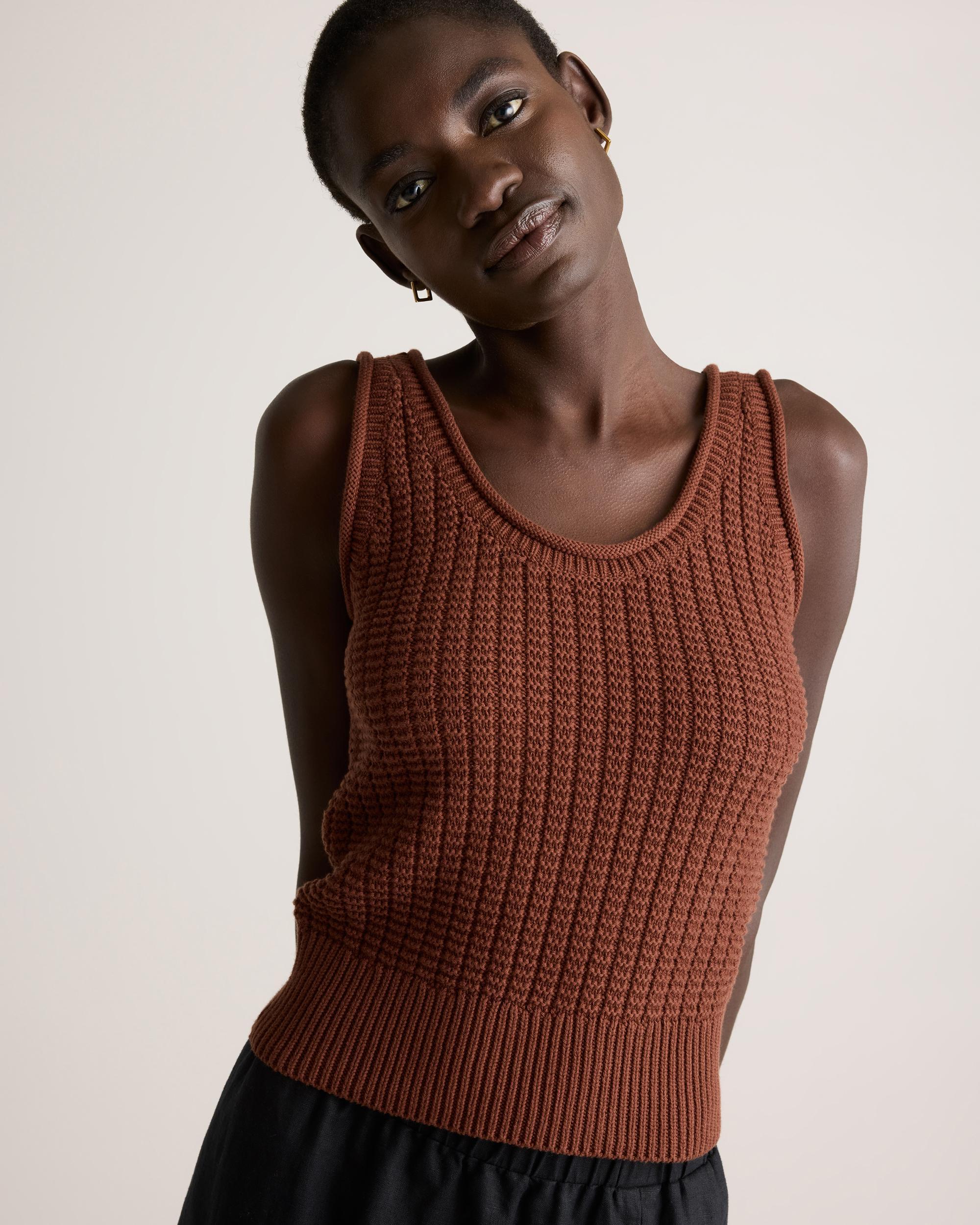Quince | Women's Waffle Cropped Sweater Tank Top Size XS, Organic Cotton Product Image
