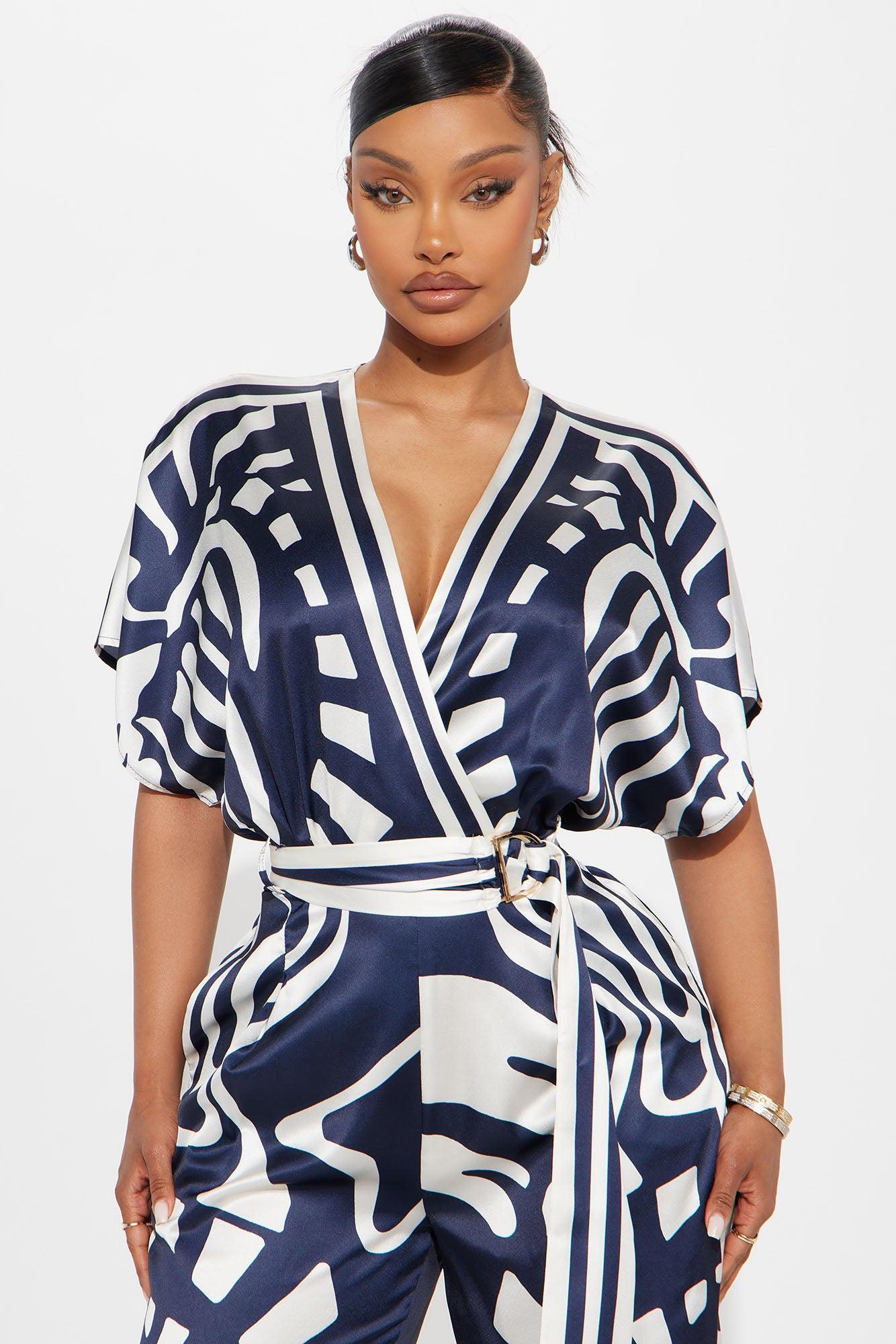 Solora Satin Jumpsuit - Navy/combo Product Image