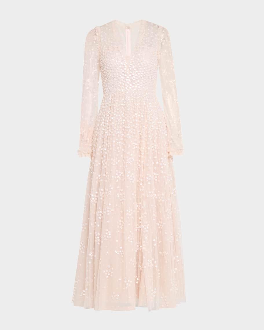 Leila Sequin Dot Tulle Ankle Gown Product Image