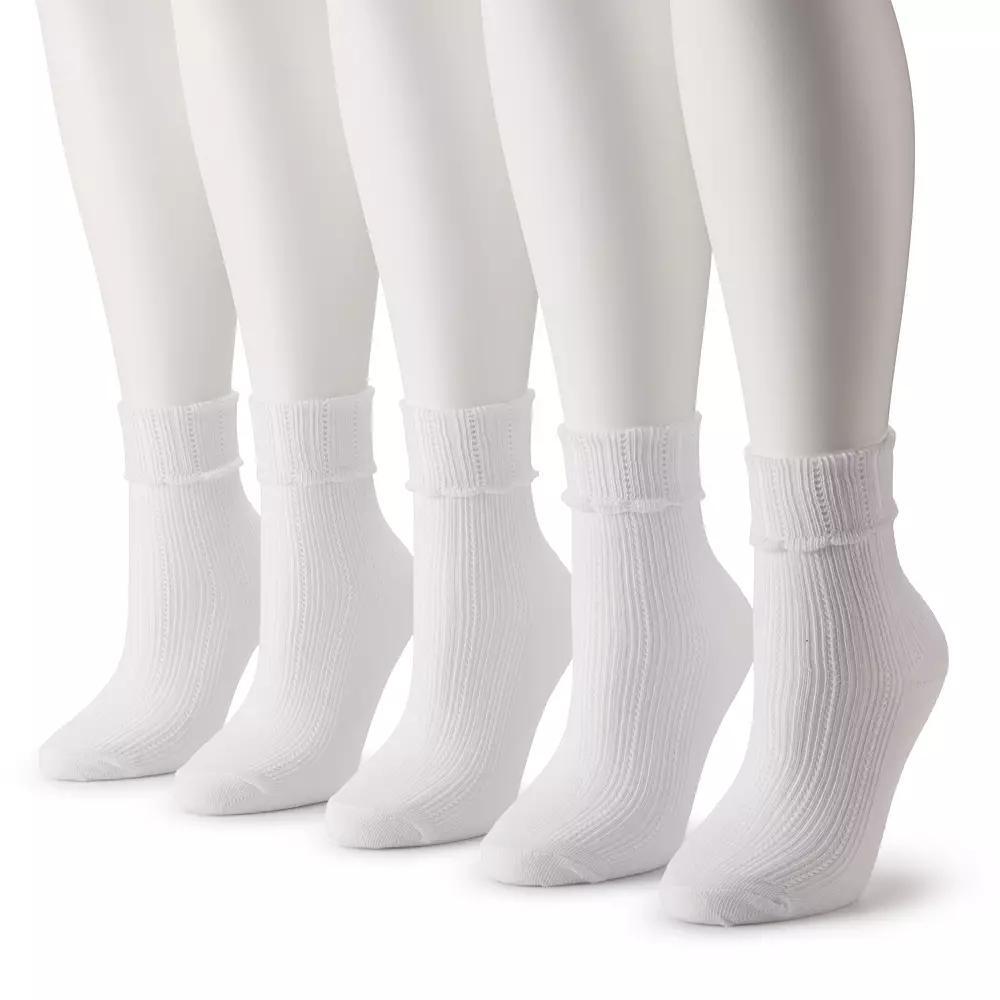 Womens Sonoma Goods For Life 5-Pack Pointelle Foldover Crew Socks Product Image