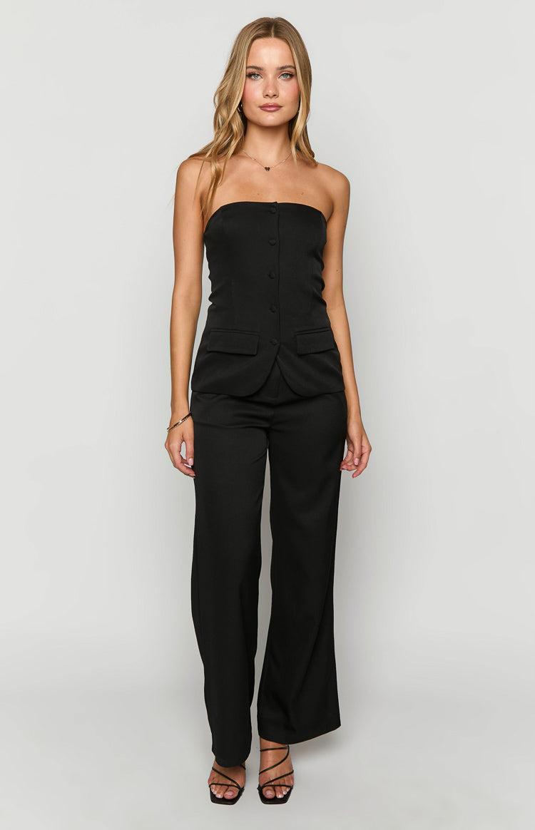 Dien Black Strapless Button Up Top Girls Product Image