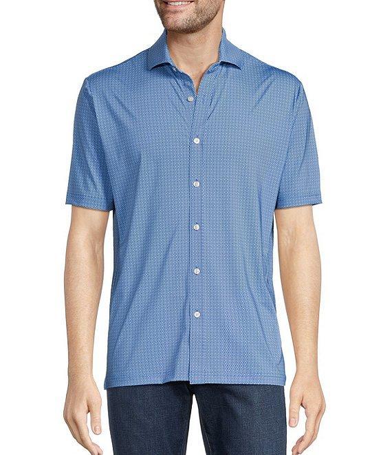 Hart Schaffner Marx Luxury Performance Short Sleeve Geo Floral Coat Front Shirt Product Image