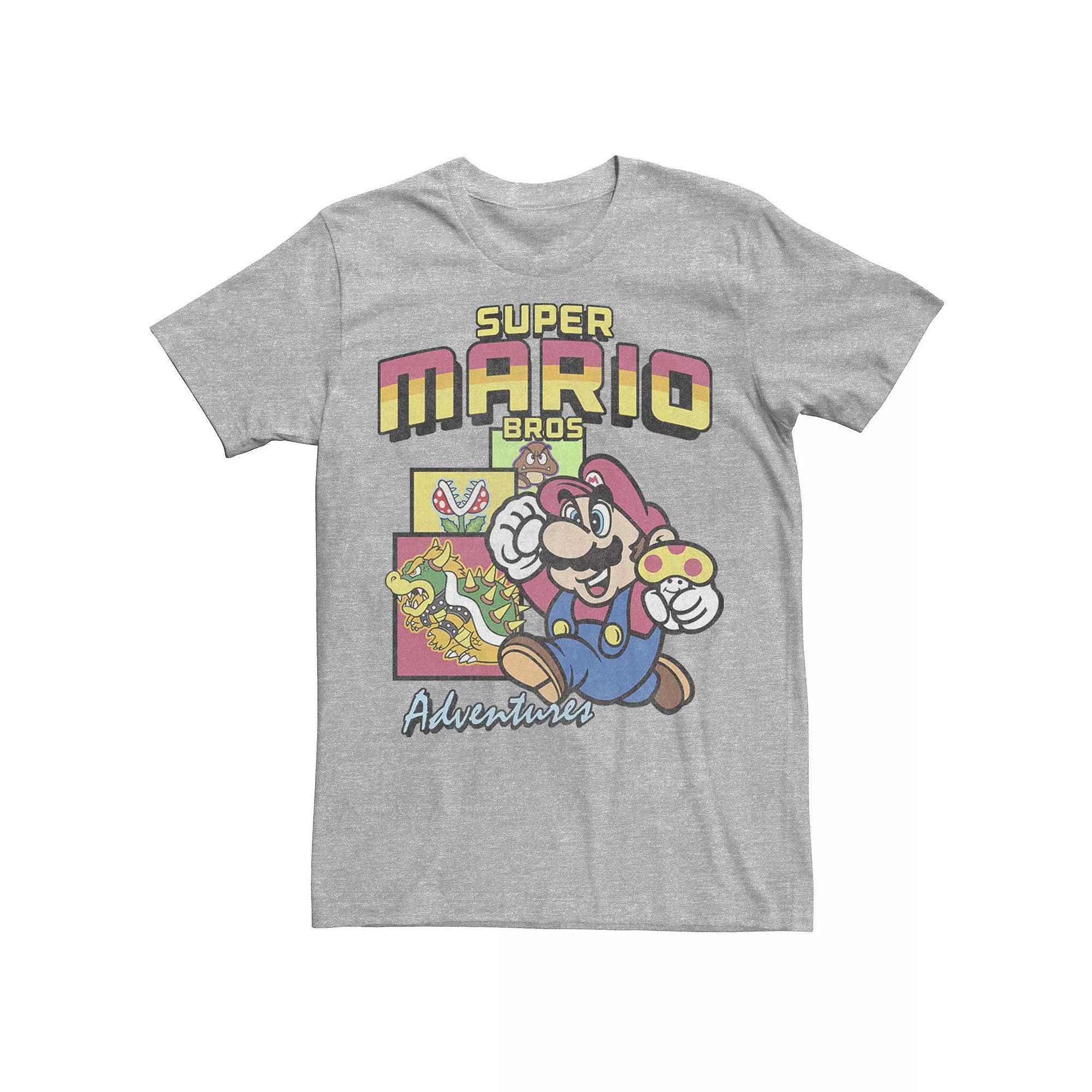 Men's Nintendo Super Mario Bros. Adventures Tee, Size: Small, Athletic Grey Product Image
