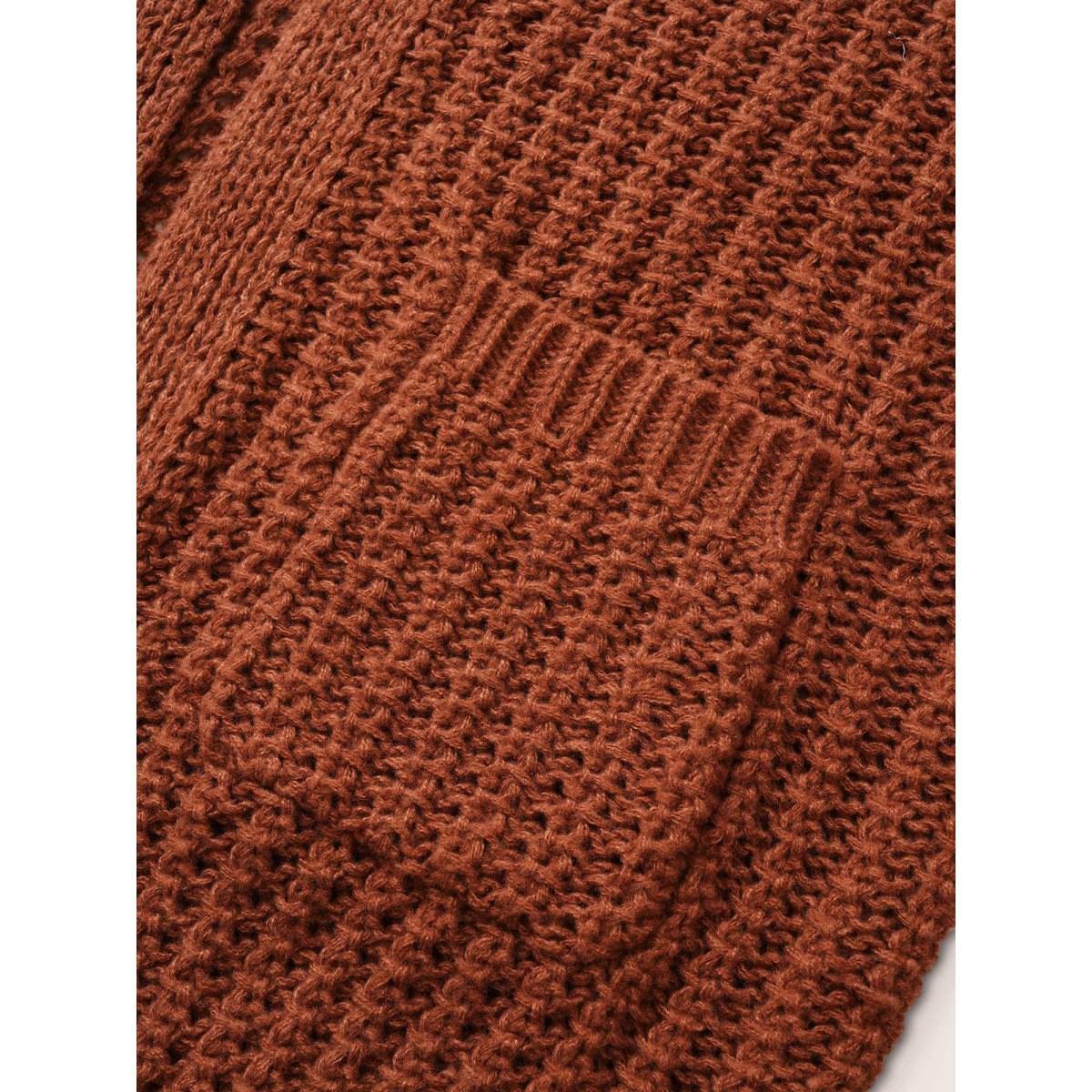 Plus Size Plain Dual Pocket Open Front Cardigan Chocolate Women Casual Loose Long Sleeve Dailywear Cardigans BloomChic 26/4X Product Image