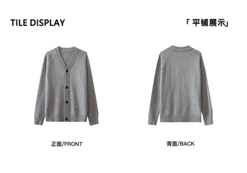 V-Neck Plain Oversized Cardigan Product Image
