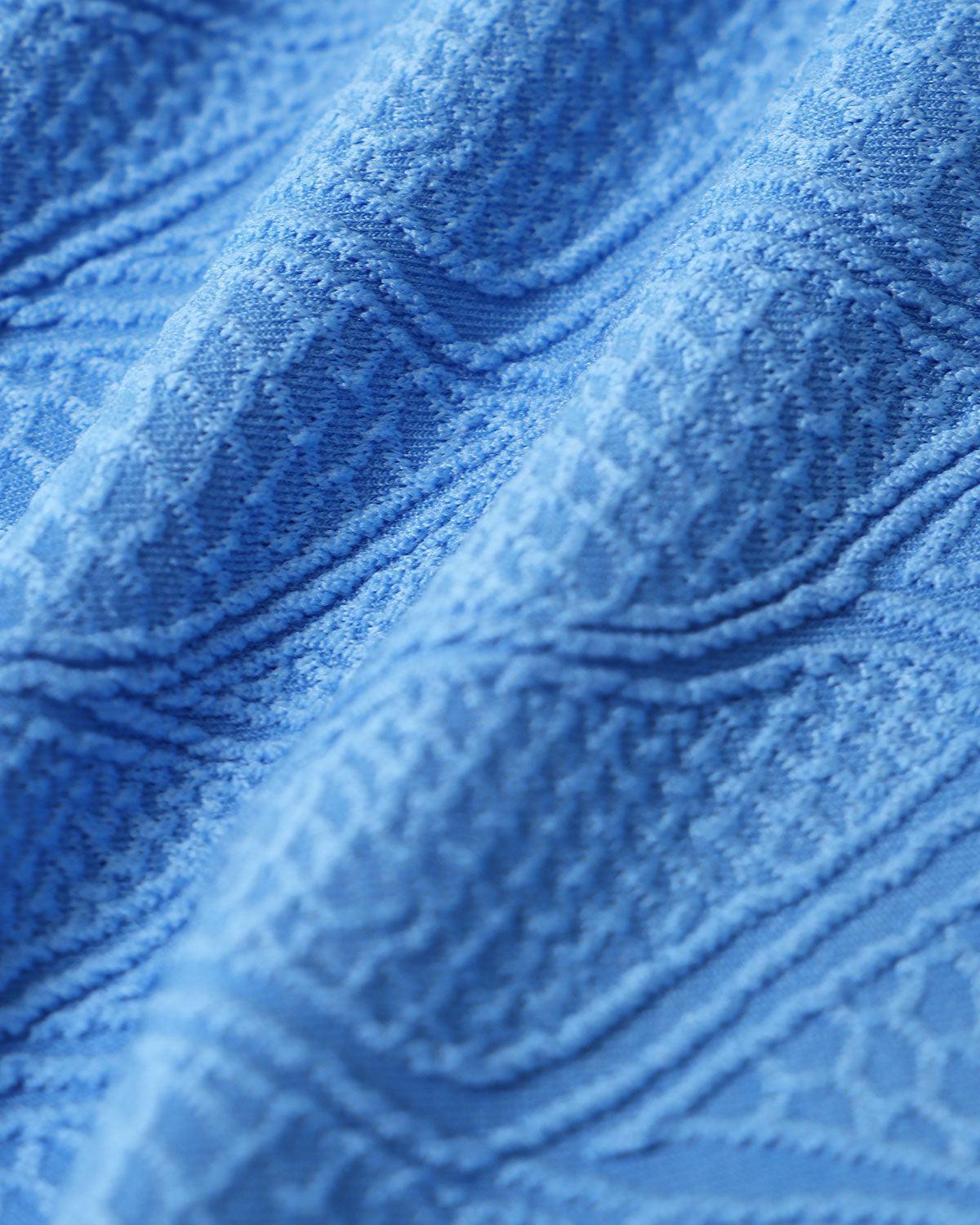 Blue Textured Bralette One-Piece Swimsuit Product Image