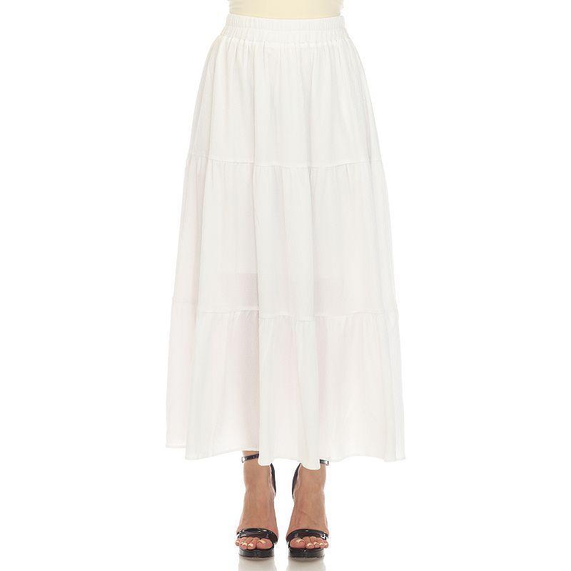 White Mark Womens Pleated Tiered Maxi Skirt Product Image