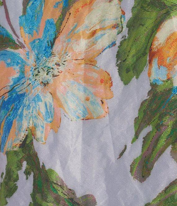 Bryn Walker Memory Crunch Taffeta Printed Round Neck 3/4 Sleeve Lantern Shirt Product Image