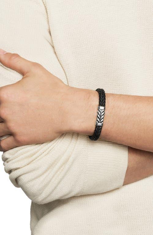 Mens Chevron Bracelet in Black Rubber with Sterling Silver, 9mm Product Image