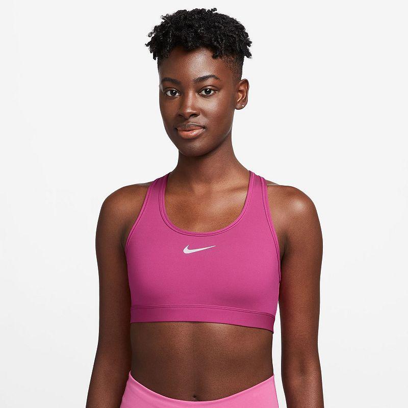 Nike Women's Swoosh Medium Support Sports Bra in White/White Size 2XL 100% Polyester/Spandex Product Image