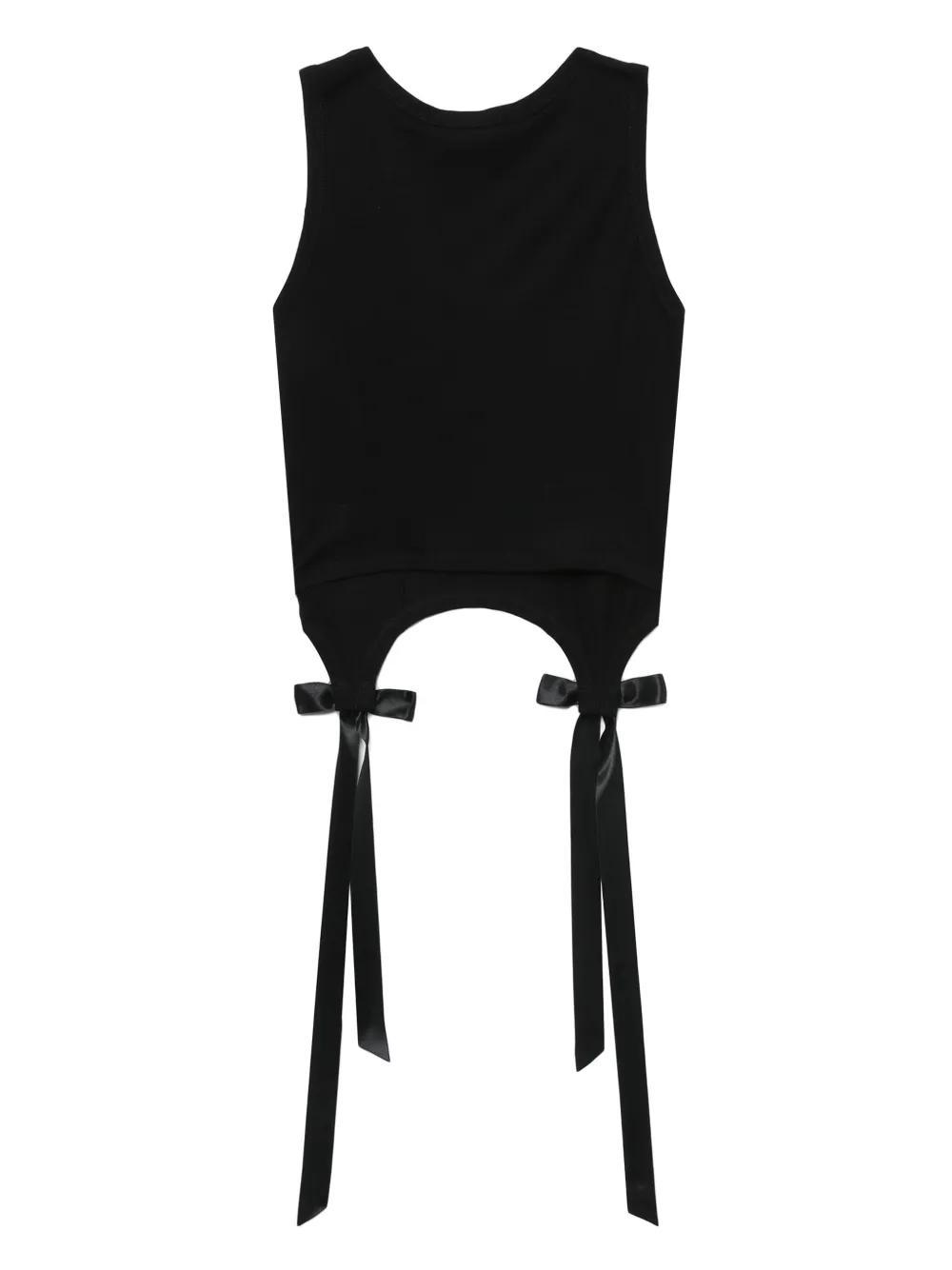 bow and ribbon-detail cotton vest Product Image