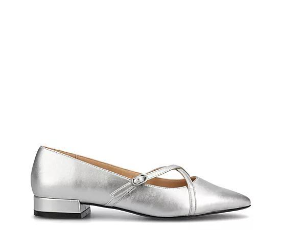 Journee Camby Pointed Toe Covered Block Heel Women's Dress Flats, Size: 8 Wide, Silver Product Image
