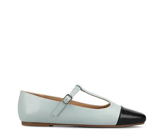 Journee Women's Theah Medium and Wide Width T-Strap Cap Toe Mary Jane Dress Flats, Size: 8.5, Light Blue Product Image