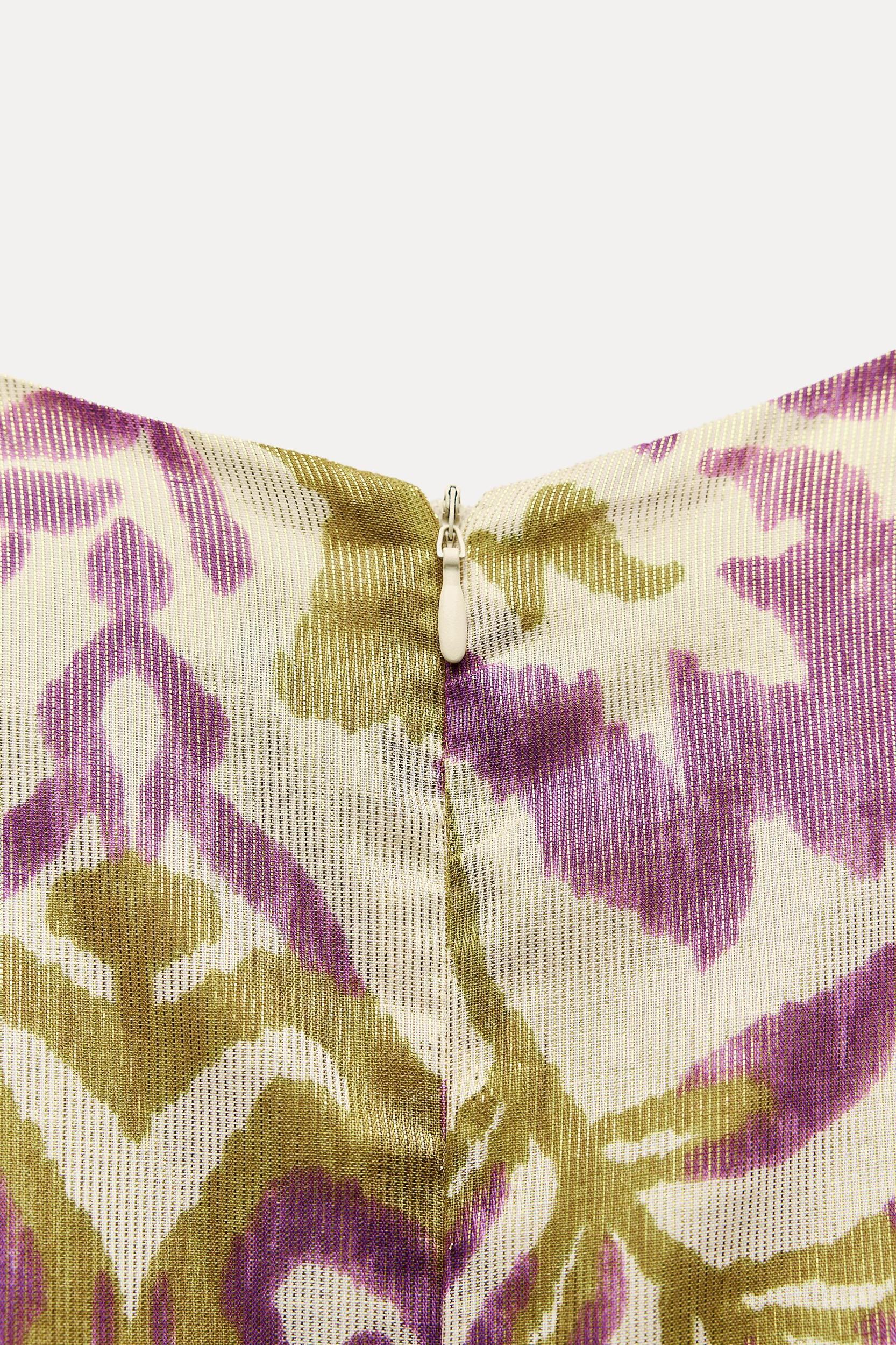 PRINTED MIDI DRESS WITH METALLIC THREAD Product Image