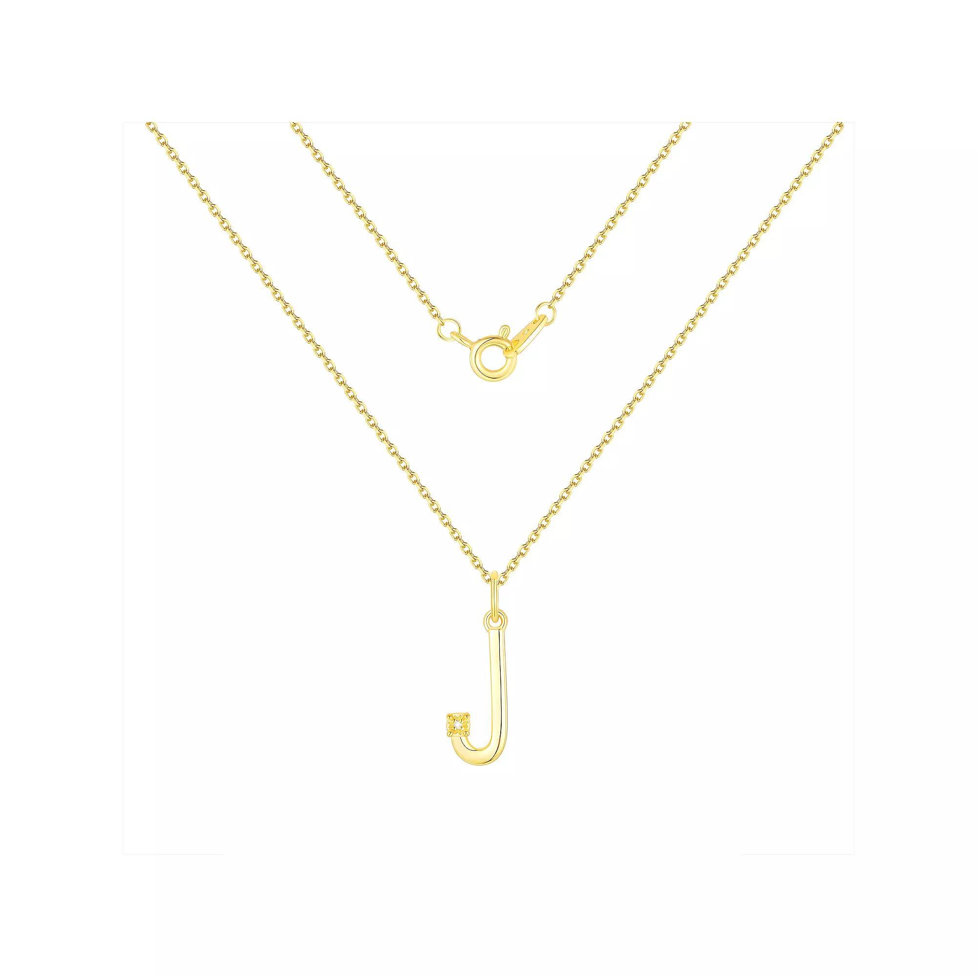 Forever Radiant Diamond Accent Initial Pendant Necklace, Women's, Size: 18", Gold Tone J Product Image
