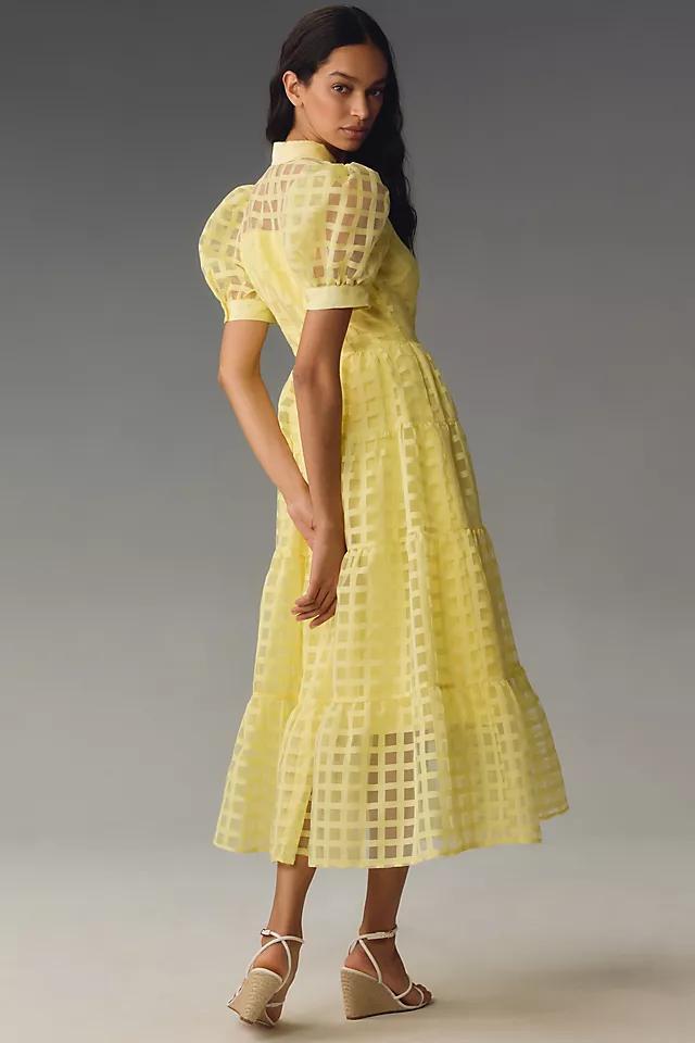 English Factory Organza Short-Sleeve Button-Front Midi Dress Product Image