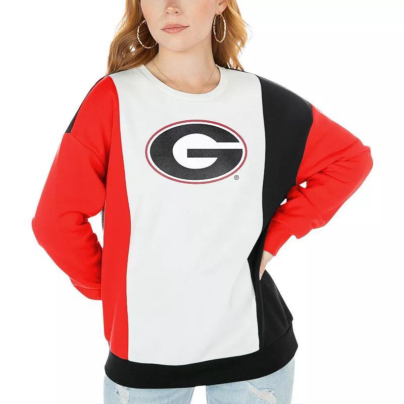Women's Gameday Couture White/Black Georgia Bulldogs Vertical Color-Block Pullover Sweatshirt, Size: Medium Product Image