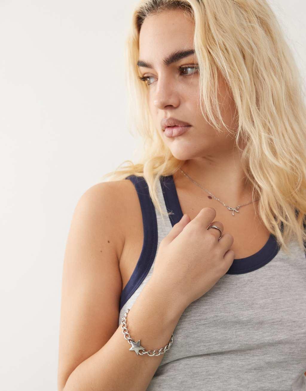 COLLUSION tank top with contrast binding in gray heather Product Image