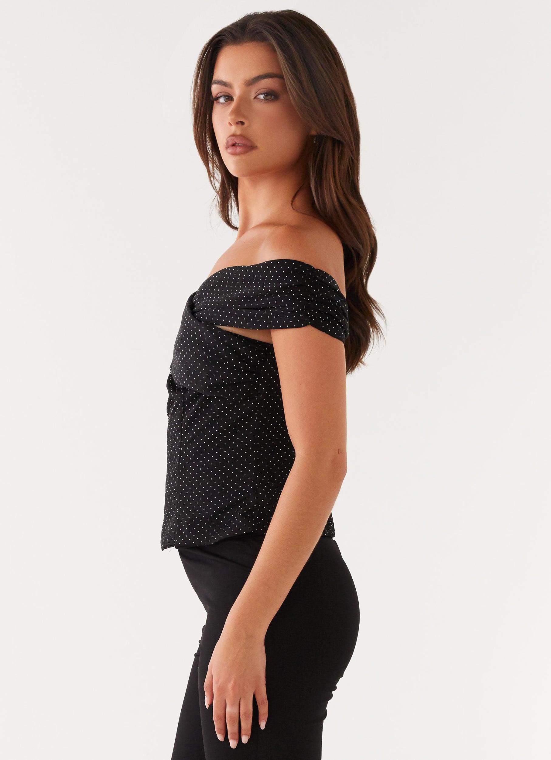 Tamera Top - Black Polka Dot Product Image