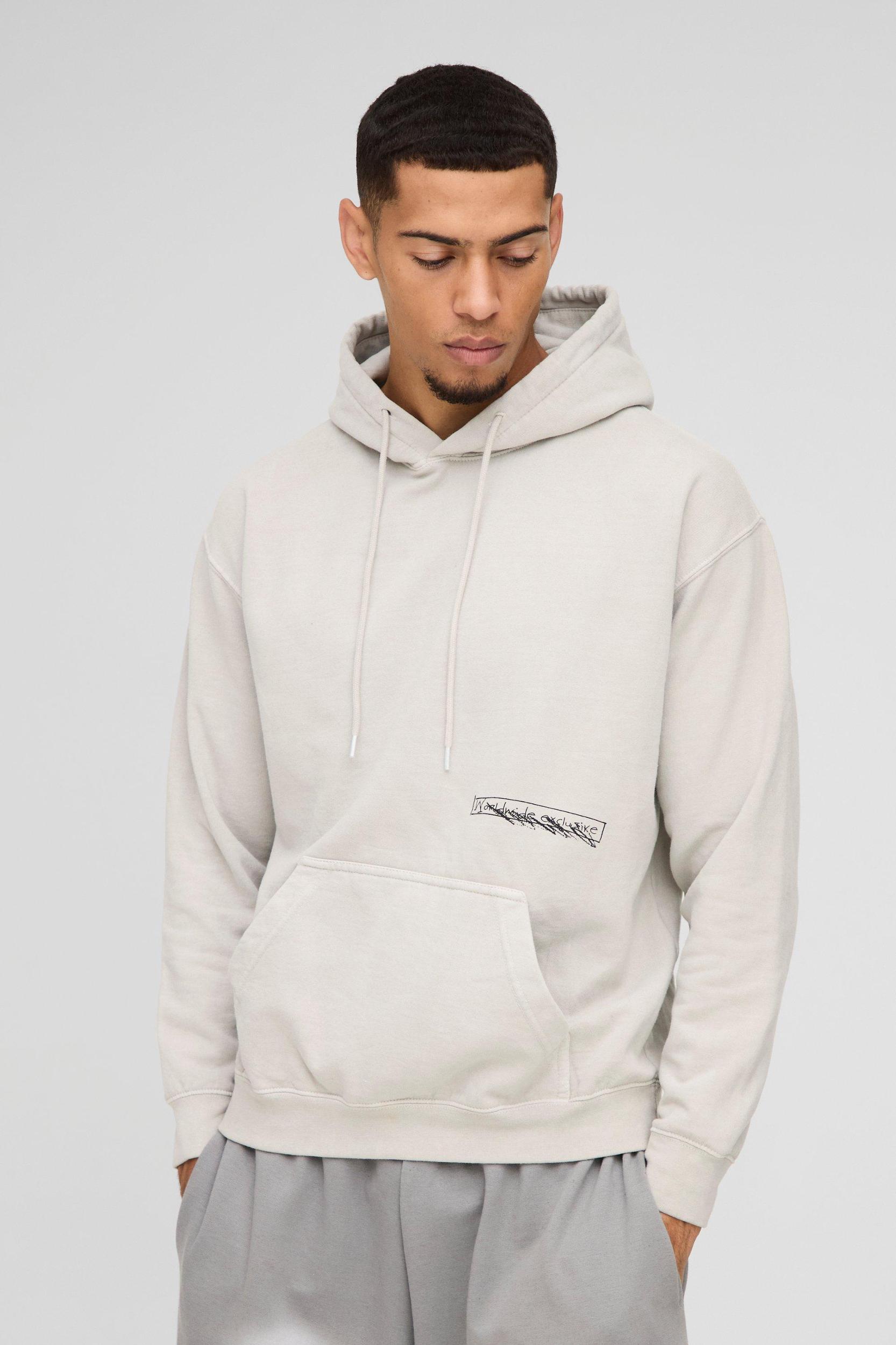 Regular Fit Washed Cross Renaissance Graphic Hoodie | boohooMAN USA Product Image