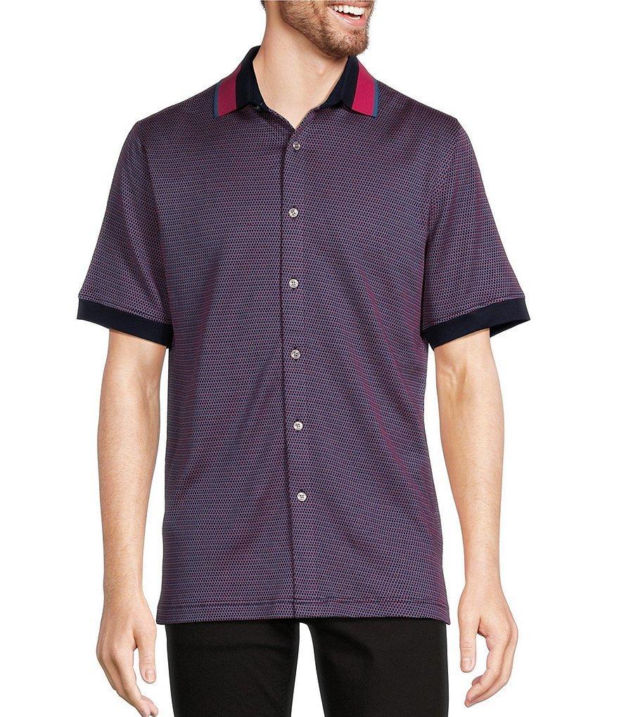 Murano Liquid Luxury Classic Fit Multi Color Jacquard Short Sleeve Coatfront Shirt Product Image