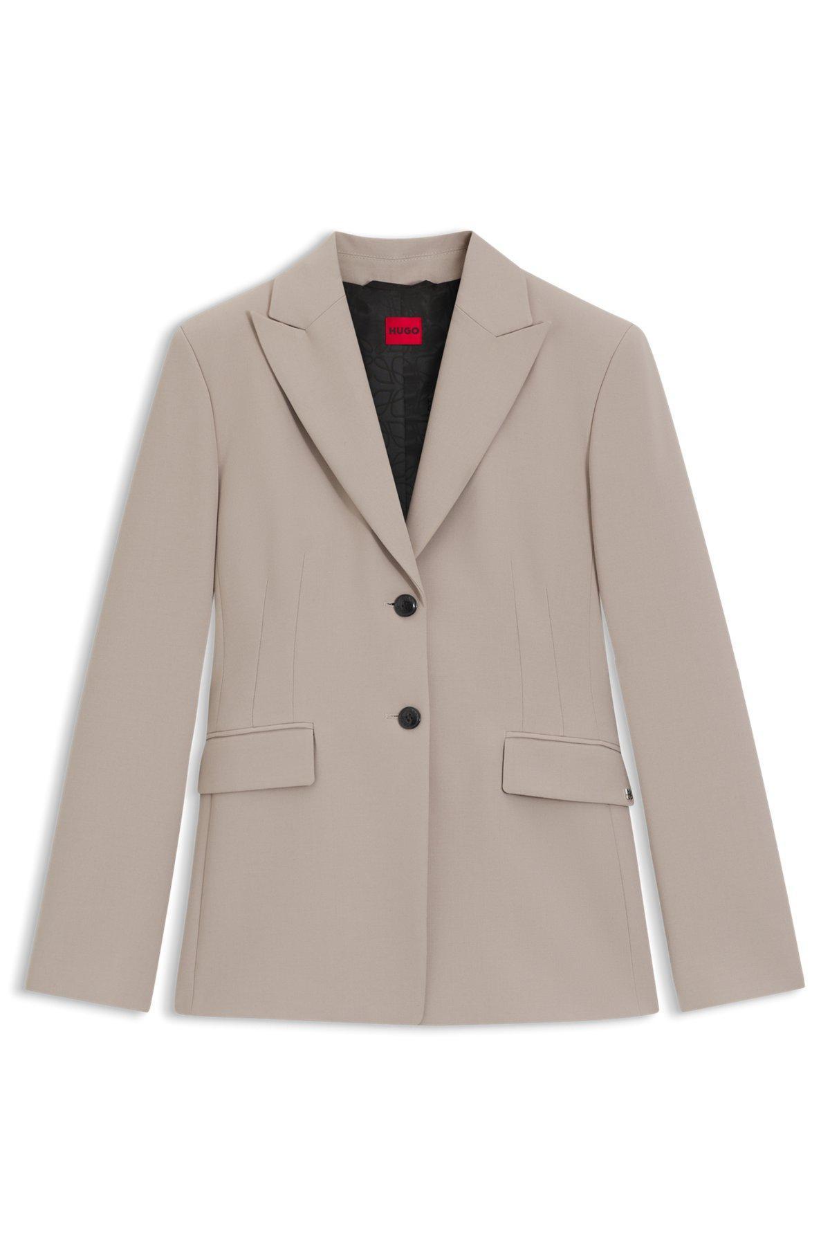HUGO - Regular-fit blazer in pinstripe stretch fabric - Light Beige Product Image