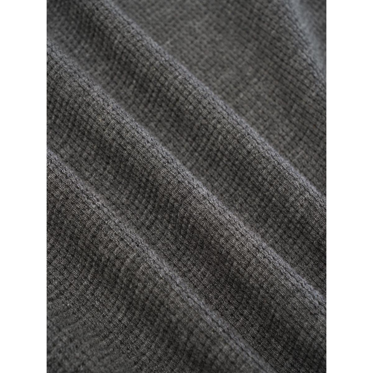 Plus Size 2-In-1 Striped Patchwork Waffle Knit Sweatshirt Women Gray Casual Waffle Knit Shirt collar Dailywear Sweatshirts BloomChic 10/M Product Image