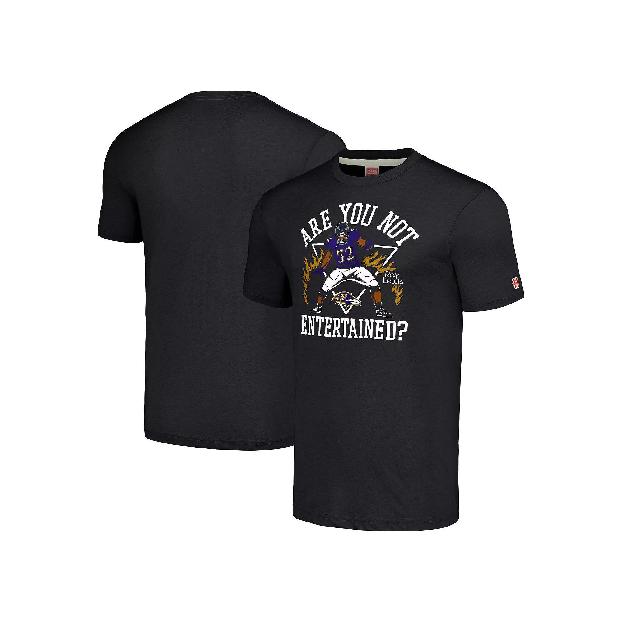 Men's Homage Ray Lewis Charcoal Baltimore Ravens Retired Player Caricature Tri-Blend T-Shirt, Size: Medium Product Image