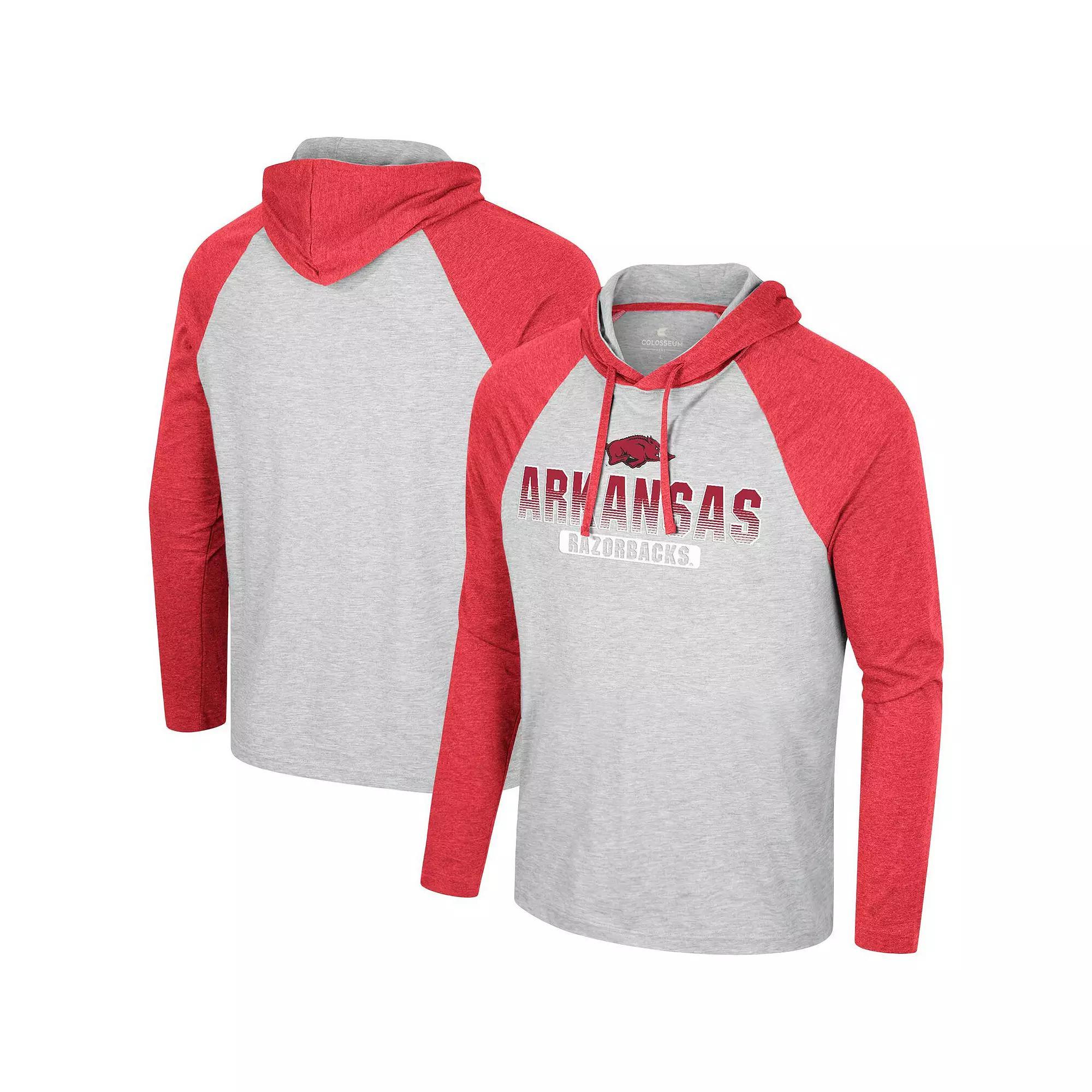 Men's Colosseum  Heather Gray Michigan State Spartans Hasta La Vista Raglan Hoodie Long Sleeve T-Shirt, Size: Large, Grey Product Image
