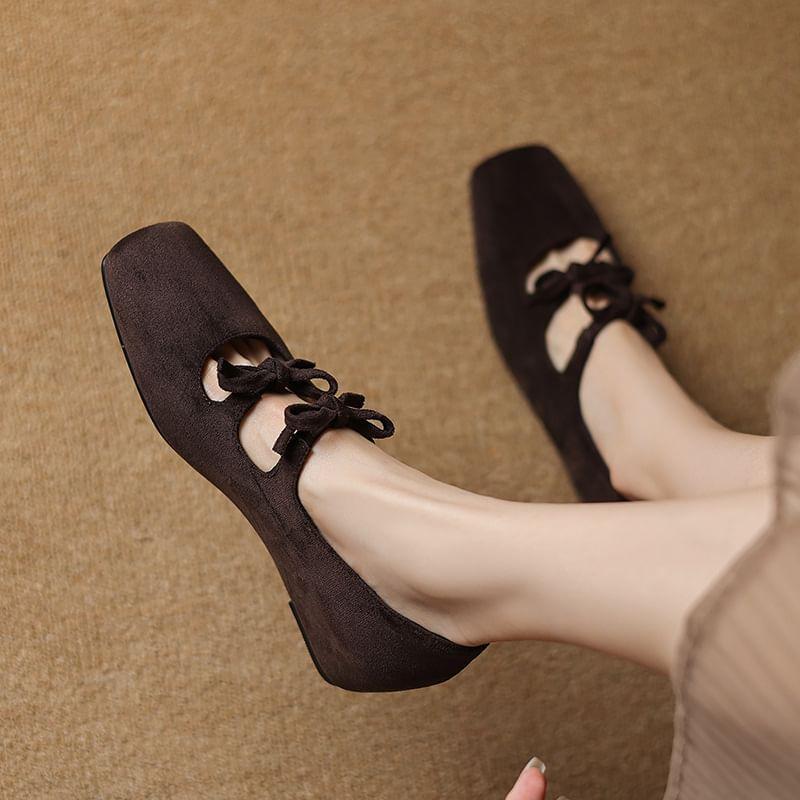 Hidden Wedge Plain Bow Mary Jane Shoes Product Image
