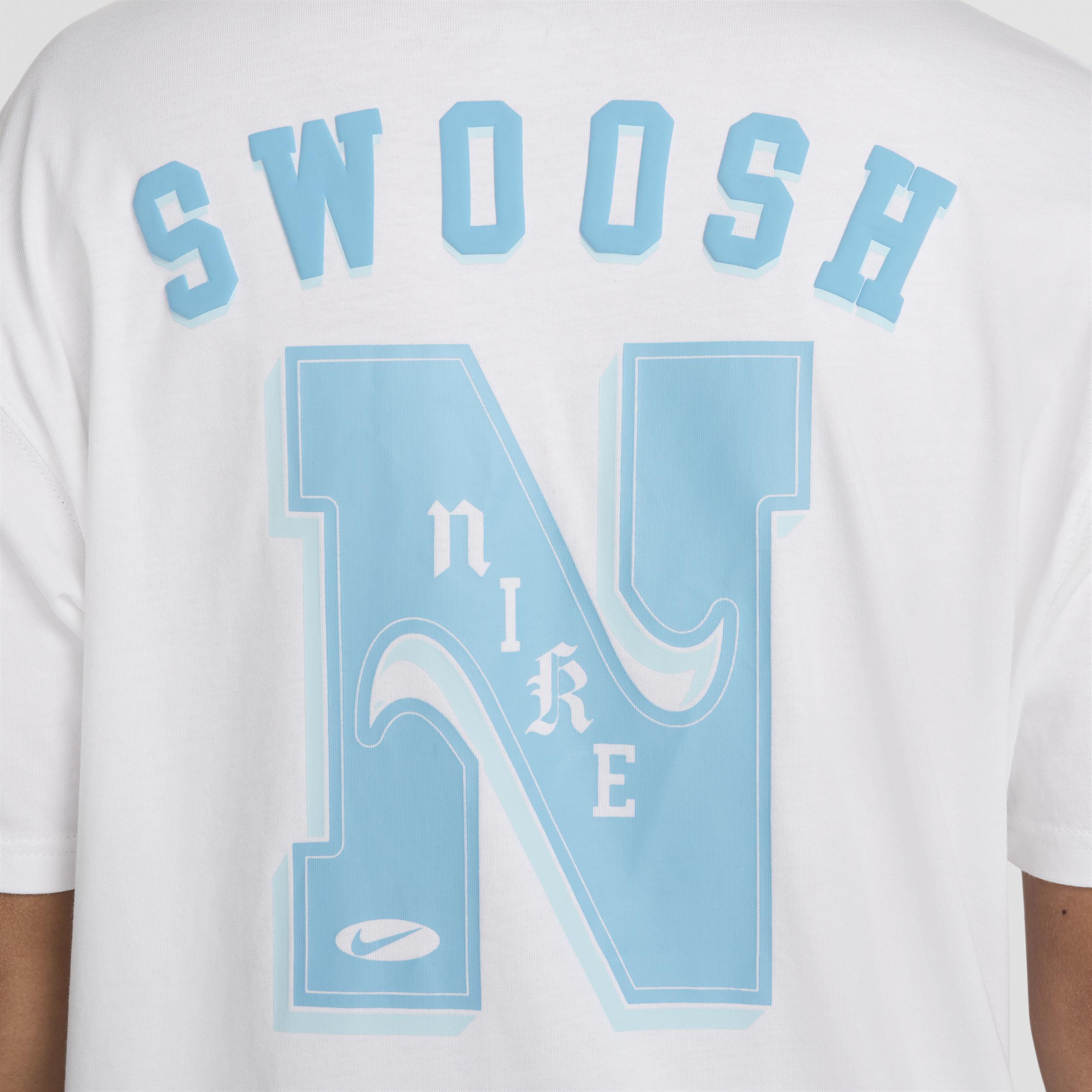 Nike Men's Sportswear Swoosh High T-Shirt in White/White Size XL 100% Cotton Product Image