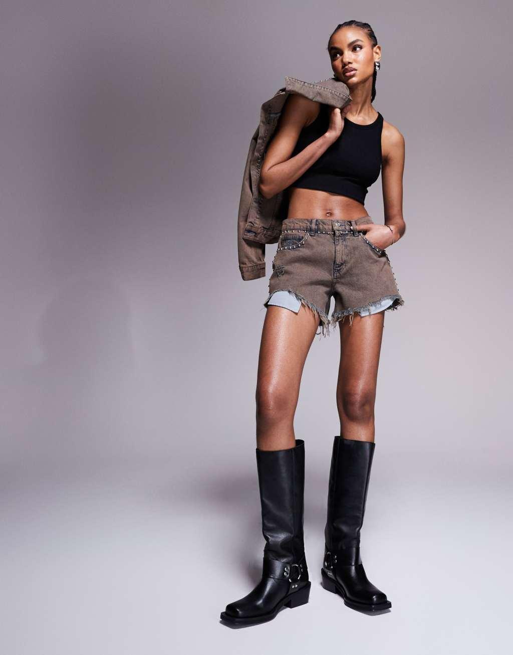 ASOS DESIGN Colorado premium leather biker knee boots Product Image