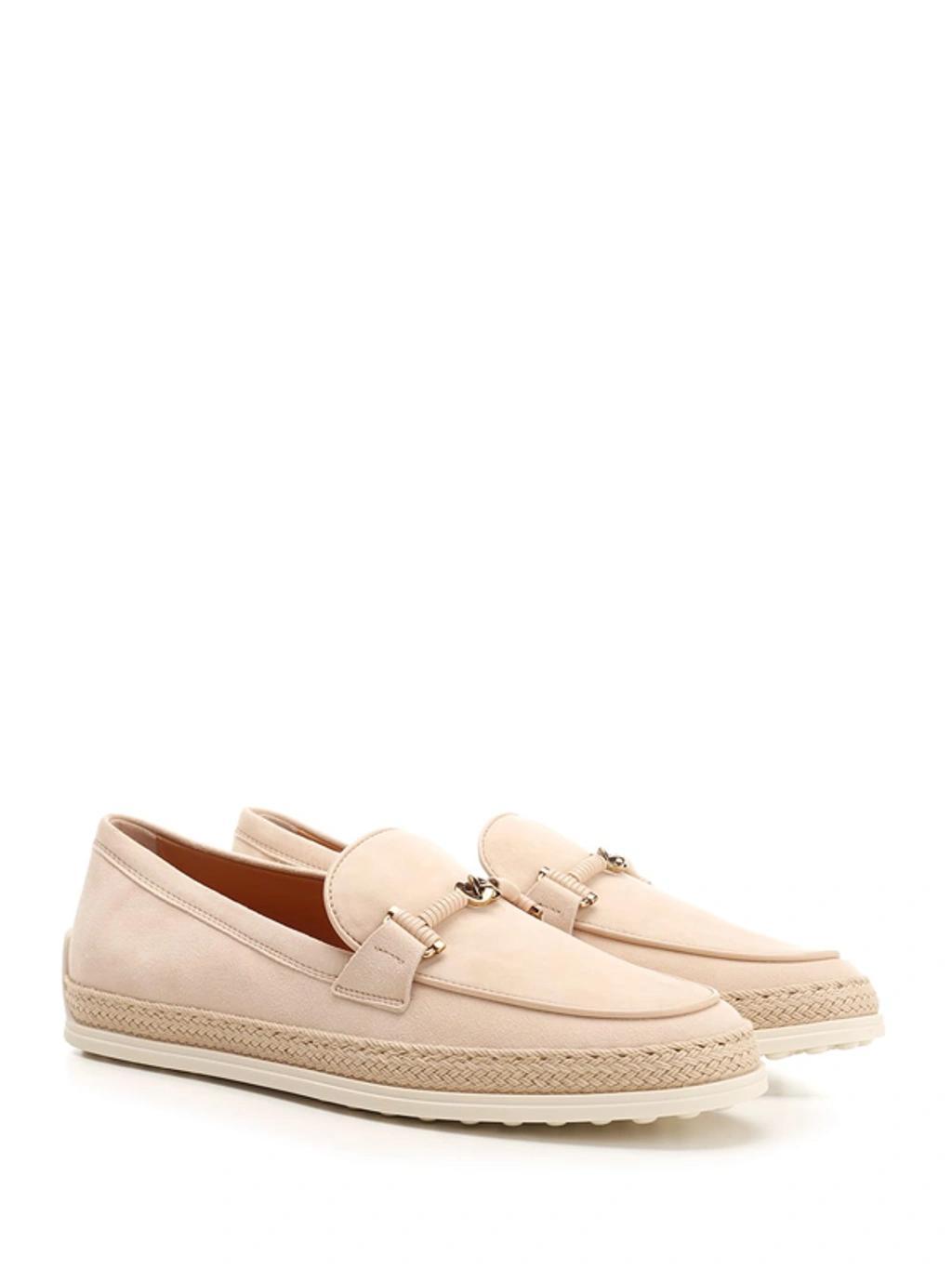 TOD'S Kate Suede Loafers In Naturale Product Image