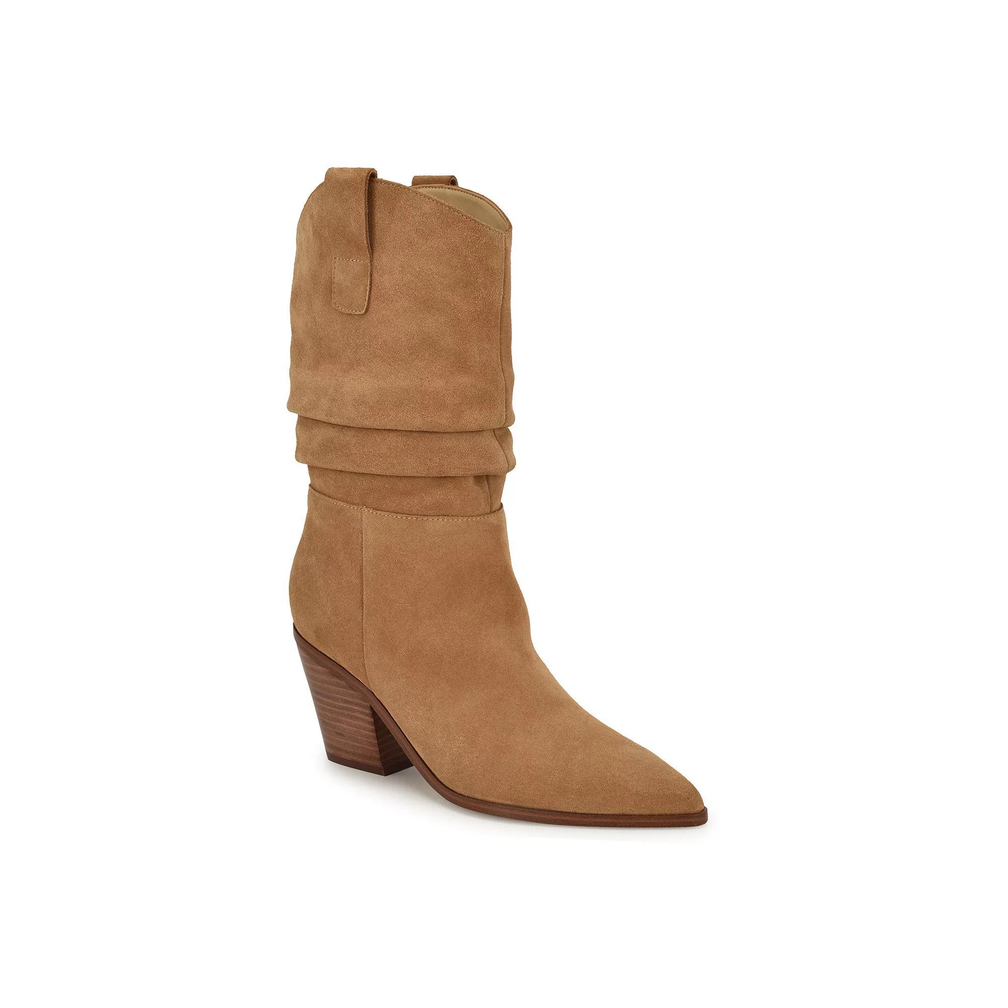 Nine West Kadon Women's Pointy Toe Block Heel Dress Booties, Size: 8.5, Red Suede Product Image