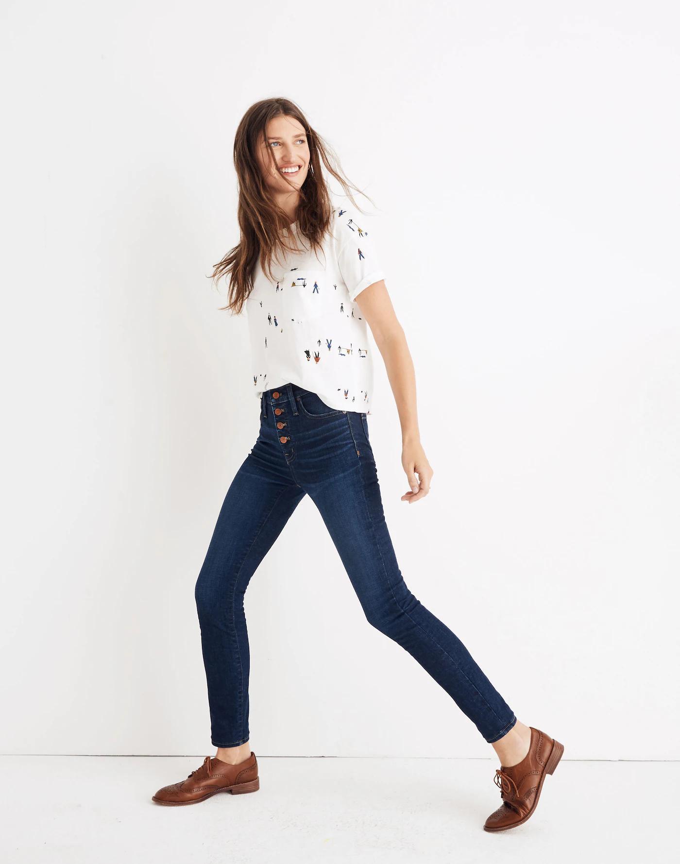 Tall 9" Mid-Rise Skinny Jeans in Hayes Wash: Button-Front Edition Product Image