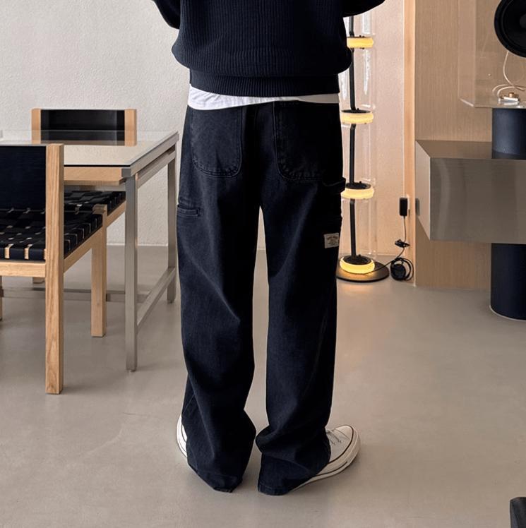 RT No. 11532 BLACK CARPENTER STRAIGHT JEANS Product Image