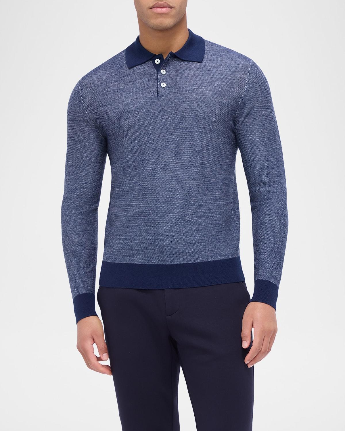 Mens Contrast-Trim Polo Sweater Product Image
