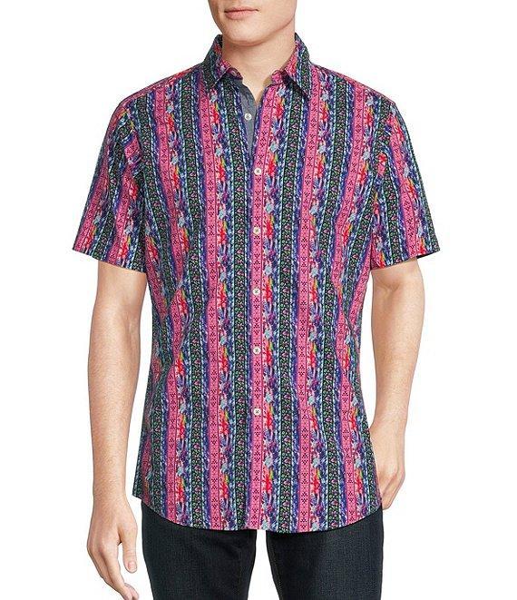 Cremieux Big & Tall Premium Denim Multi Color Pattern Stretch Short-Sleeve Woven Shirt Product Image