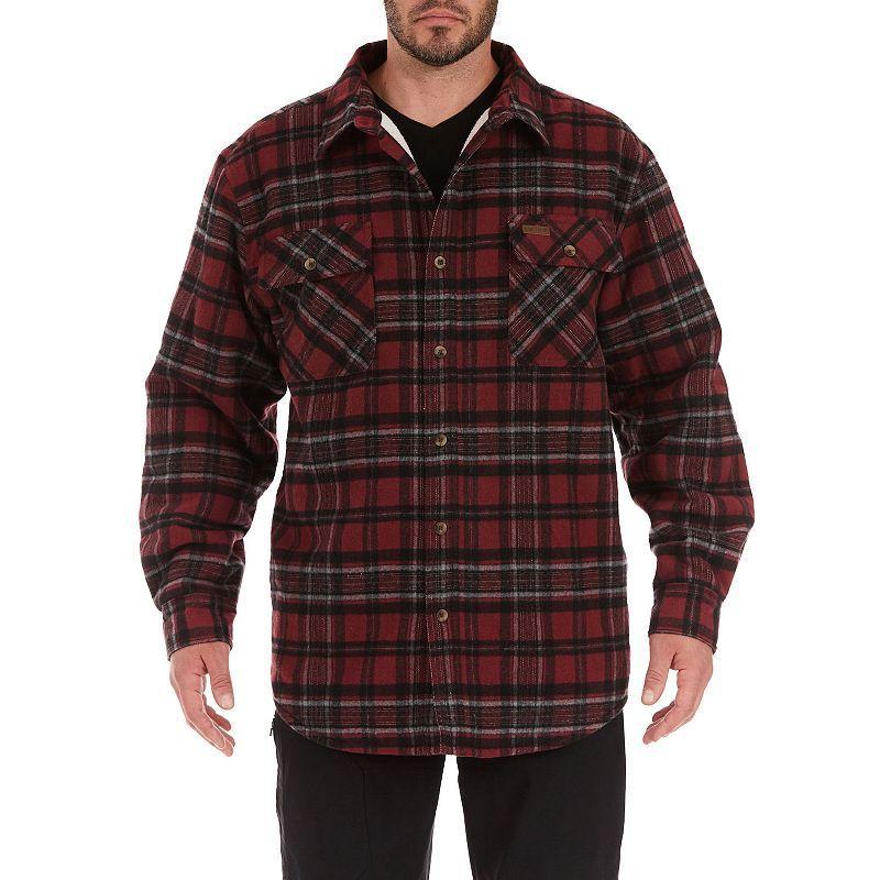 Mens Smiths Workwear Plaid Sherpa-Lined Cotton Flannel Shirt Jacket Red Product Image
