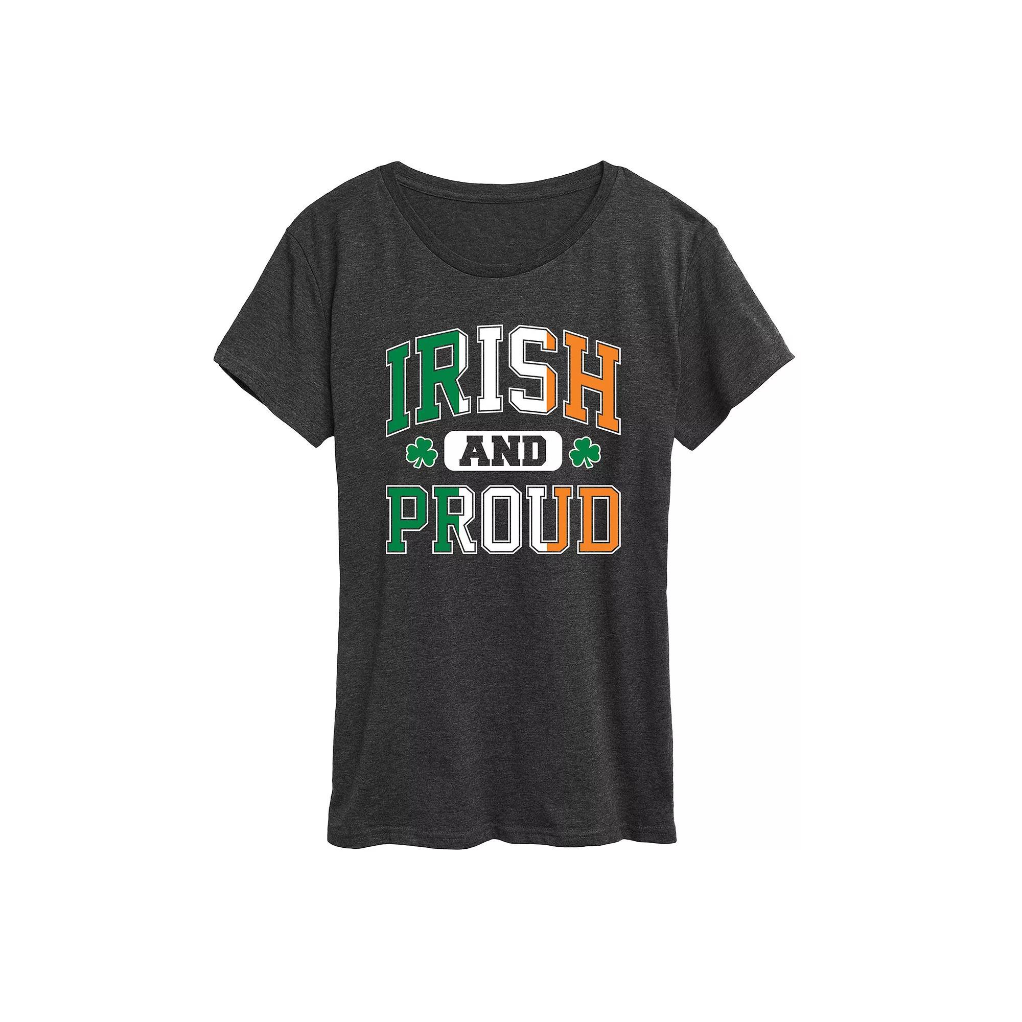 Women's Irish And Proud Graphic Tee, Size: Large, Heather Grey Product Image