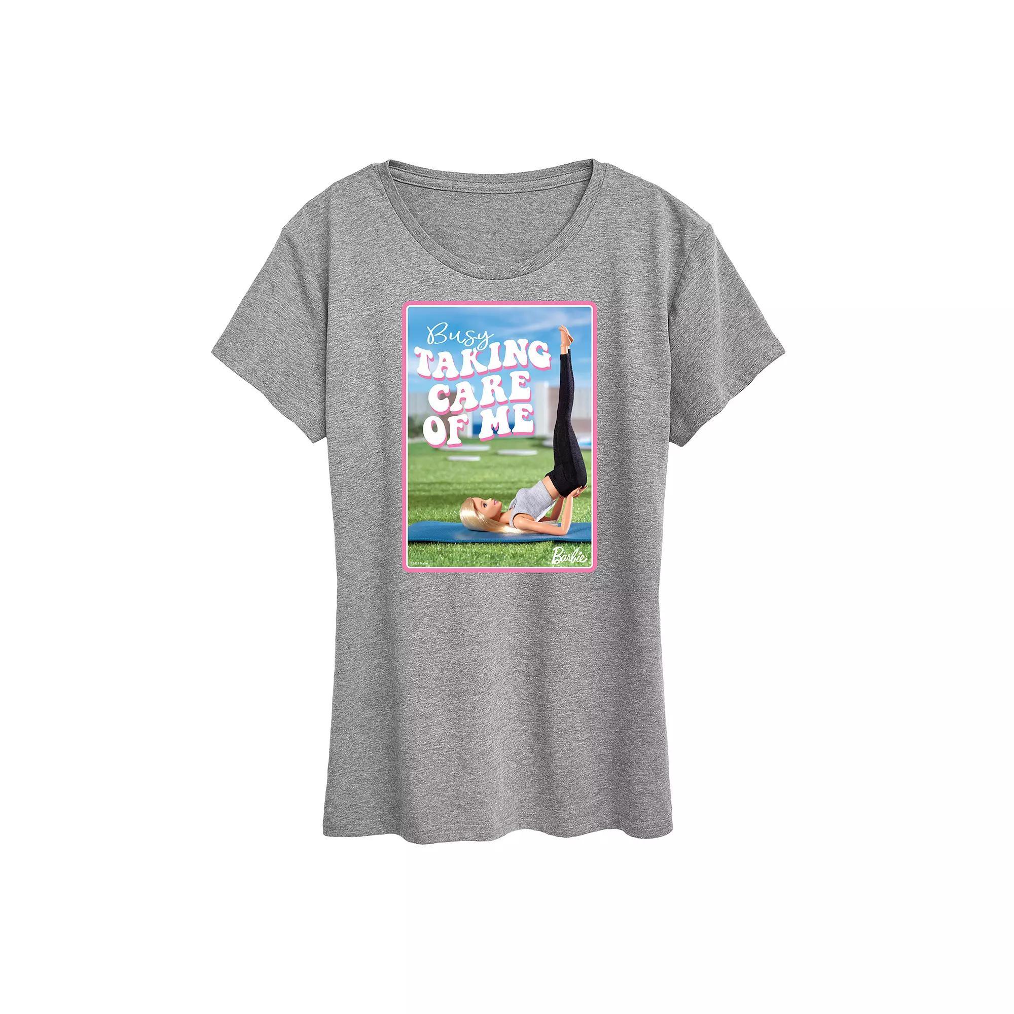 Womens Barbie Busy Taking Care Of Me Graphic Tee Grey Royal Blue Product Image