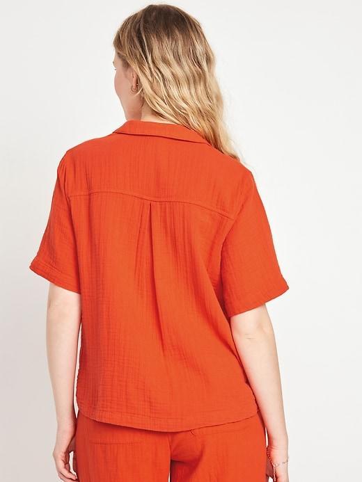 Crinkle Gauze Button-Down Shirt Product Image