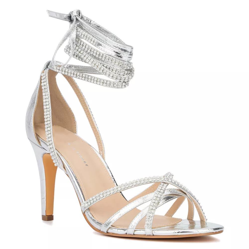 Fashion to Figure Women's Wide Width Gem Strap High Heels, Size: 9 Wide, Silver Product Image